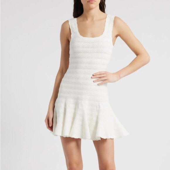 LoveShackFancy | Maryanne Knit Mini Dress IVORY |L | NWT - Picture 1 of 7
